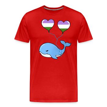 Ballon Whale Heart Genderqueer - T-shirt bio Premium Homme - rouge - Devant - Damien (186cm)