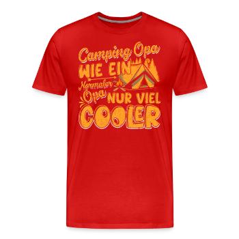 CAMPING OPA, WIE EIN NORMALER OPA NUR VIEL COOLER - Männer Premium Bio T-Shirt - Rot - Vorne - Damien (186cm)