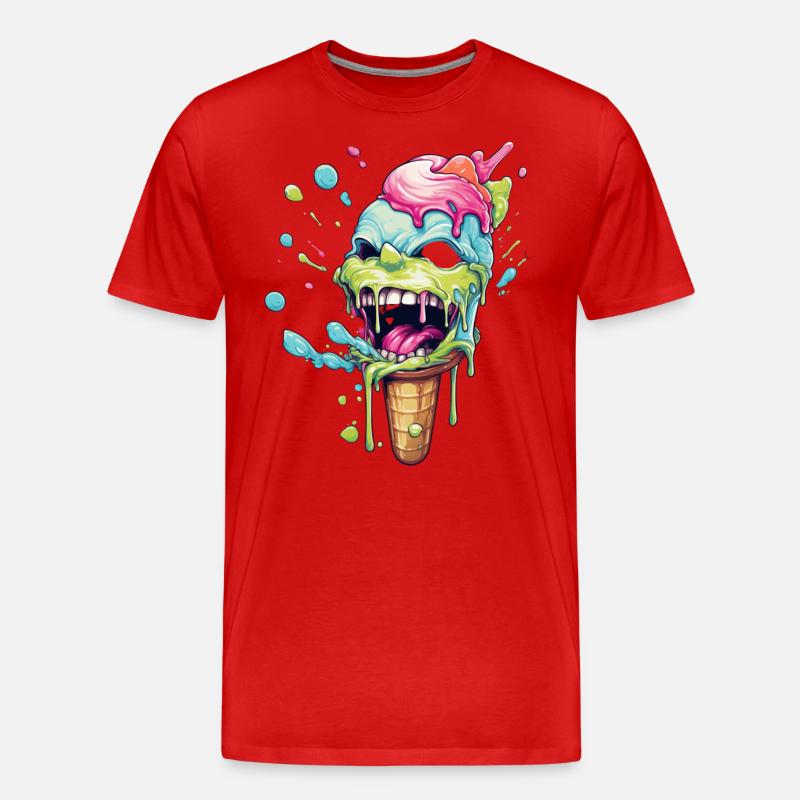 Psycho Eiscreme lacht knallbunt - Männer Premium Bio T-Shirt - Rot