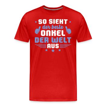 Bester Onkel der Welt Patenonkel - Männer Premium Bio T-Shirt - Rot - Vorne - Damien (186cm)