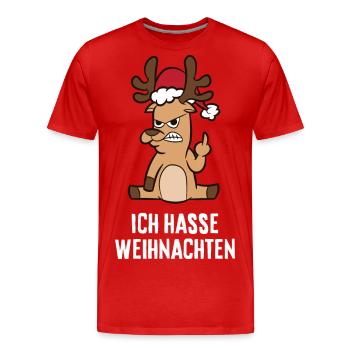 Annoyed moose I hate Christmas reindeer - Men's Premium Organic T-Shirt - red - Front - Damien (186cm)