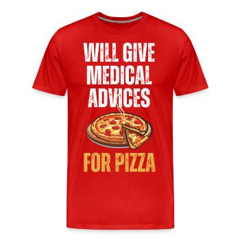 Funny Quote Medical Advices for Pizza - Men's Premium Organic T-Shirt - red - Front - Damien (186cm)