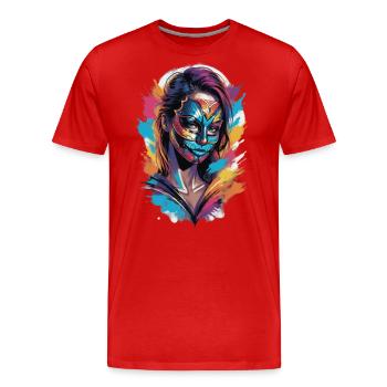Colourfully veiled: The mask wearer - Men's Premium Organic T-Shirt - red - Front - Damien (186cm)