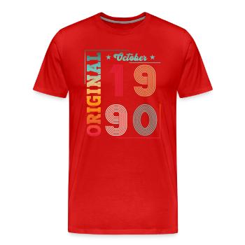 33rd Birthday Original October Year 1990 - Men's Premium Organic T-Shirt - red - Front - Damien (186cm)