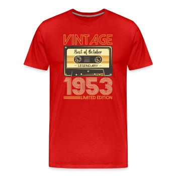 70th Birthday Cassette October Vintage 1953 Tape - Men's Premium Organic T-Shirt - red - Front - Damien (186cm)