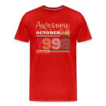 25th Birthday Gift Husband October Vintage 1998 - Men's Premium Organic T-Shirt - red - Front - Damien (186cm)