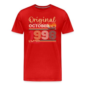 25th Birthday Husband Original October Vintage 1998 - Men's Premium Organic T-Shirt - red - Front - Damien (186cm)