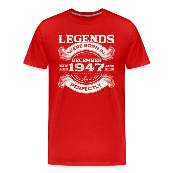 76th Birthday Original December Born 1947 - Men's Premium Organic T-Shirt - red - Front - Damien (186cm)