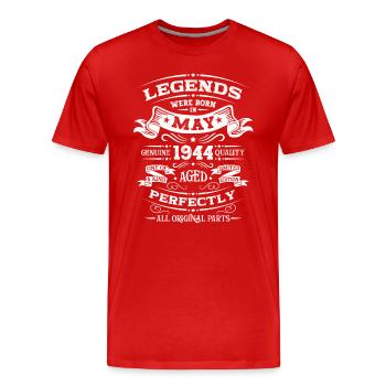 Légendaire Mai 1944 Millésime 1944 Anniversaire 1944 - T-shirt bio Premium Homme - rouge - Devant - Damien (186cm)
