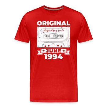 Cassette June 1994 Vintage 1994 Birthday 1994 - Men's Premium Organic T-Shirt - red - Front - Damien (186cm)