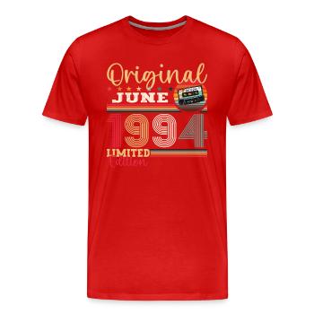 Cassette June 1994 Vintage 1994 Birthday 1994 - Men's Premium Organic T-Shirt - red - Front - Damien (186cm)