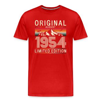 70e anniversaire Original août 1954 Né en 1954 - T-shirt bio Premium Homme - rouge - Devant - Damien (186cm)