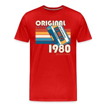 45. Geburtstag Vintage Februar 1980 Kassette 1980 - Männer Premium Bio T-Shirt - Rot - Vorne - Damien (186cm)