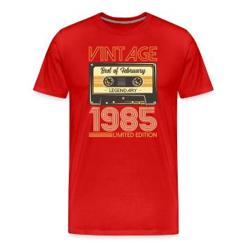 40. Geburtstag Kassette Februar Jahrgang 1985 - Männer Premium Bio T-Shirt - Rot - Vorne - Damien (186cm)