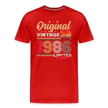 Légende du 40e anniversaire Née en 1986 - T-shirt bio Premium Homme - rouge - Devant - Damien (186cm)