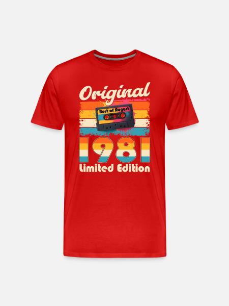 44th Birthday Cassette August 1981 - Men's Premium Organic T-Shirt - red