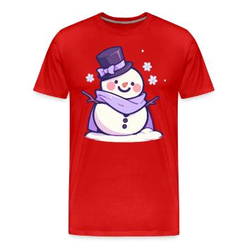 Süßer Weihnachts Schneemann - Festtags-Design - Männer Premium Bio T-Shirt - Rot - Vorne - Damien (186cm)