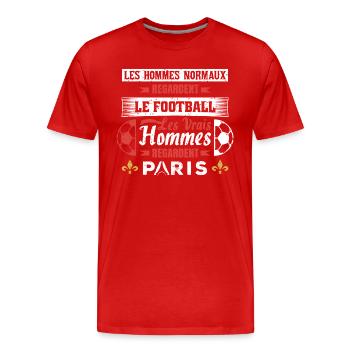 les vrais hommes regardent paris mon club de foot - T-shirt bio Premium Homme - rouge - Devant - Damien (186cm)