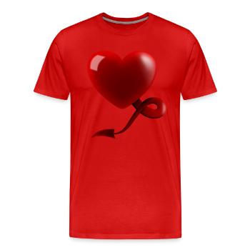 Coeur avec queue du diable - T-shirt bio Premium Homme - rouge - Devant - Damien (186cm)