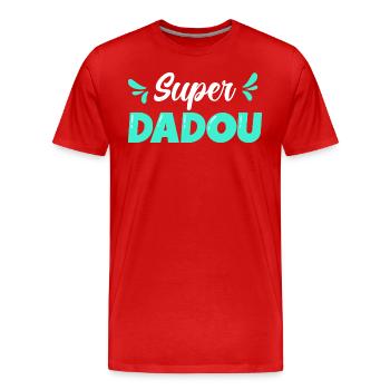 Humour Homme Père Papa Super Dadou - T-shirt bio Premium Homme - rouge - Devant - Damien (186cm)