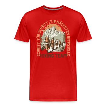 Hiking team in search of beer sources - Men's Premium Organic T-Shirt - red - Front - Damien (186cm)