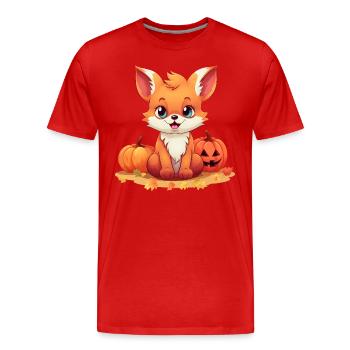 Halloween Herbst: Füchse im Laub - Männer Premium Bio T-Shirt - Rot - Vorne - Damien (186cm)