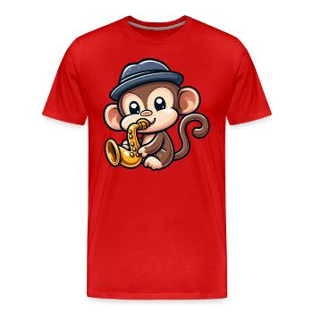 Chimpanzé au saxophone - T-shirt bio Premium Homme - rouge - Devant - Damien (186cm)