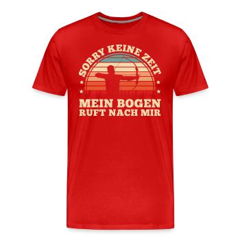 Mein Bogen ruft nach mir Bogenschießen Geschenk - Männer Premium Bio T-Shirt - Rot - Vorne - Damien (186cm)