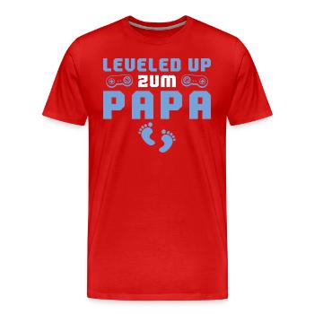 Schwangerschaftsankündigung Leveled up zum Papa - Männer Premium Bio T-Shirt - Rot - Vorne - Damien (186cm)