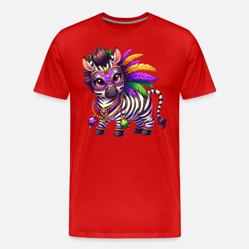Mardi Gras Zebra Comic Süß - Männer Premium Bio T-Shirt - Rot