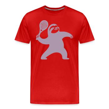 Sloth Silhouette Tennis Serve Minimaliste - T-shirt bio Premium Homme - rouge - Devant - Damien (186cm)