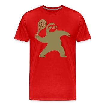 Sloth Silhouette Tennis Serve Minimaliste - T-shirt bio Premium Homme - rouge - Devant - Damien (186cm)