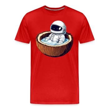 Un astronaute baigne dans la noix de - Drôle - T-shirt bio Premium Homme - rouge - Devant - Damien (186cm)