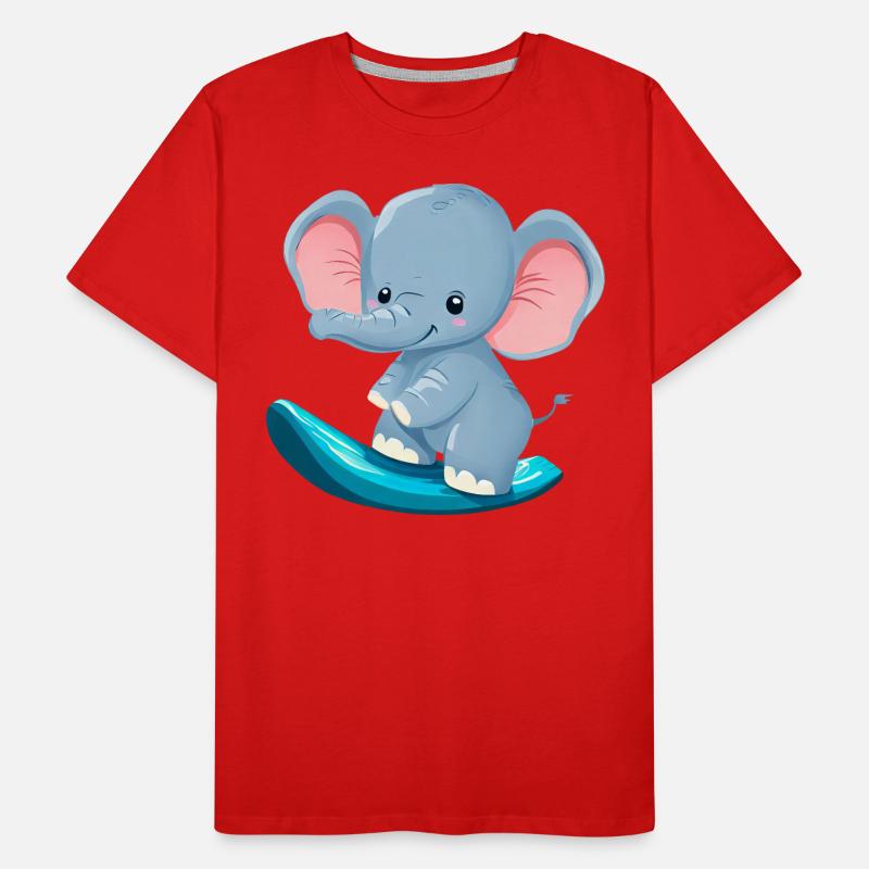 Surfer Elephant, Conception animale aventureuse T-shirt bio Premium Homme