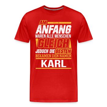 KARL - Die Besten - Männer Premium Bio T-Shirt - Rot - Vorne - Damien (186cm)
