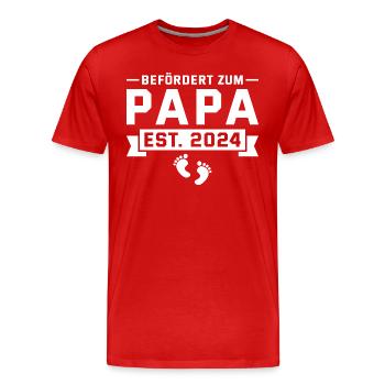 Befördert zum Papa 2024 Schwanger Werdender Vater - Männer Premium Bio T-Shirt - Rot - Vorne - Damien (186cm)