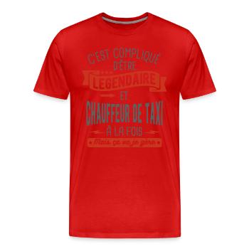 légendaire et chauffeur de taxi - T-shirt bio Premium Homme - rouge - Devant - Damien (186cm)
