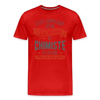 légendaire et chimiste - T-shirt bio Premium Homme - rouge - Devant - Damien (186cm)