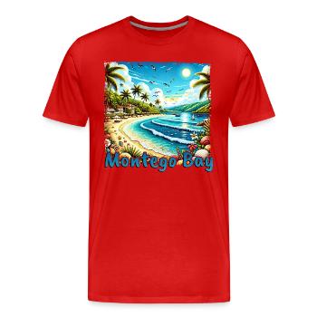 Montego Bay Jamaika Strand Palmen Grunge Urlaub - Männer Premium Bio T-Shirt - Rot - Vorne - Damien (186cm)