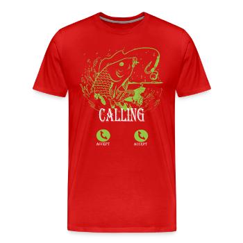 Calling Carp Spritzgrafik - Männer Premium Bio T-Shirt - Rot - Vorne - Damien (186cm)