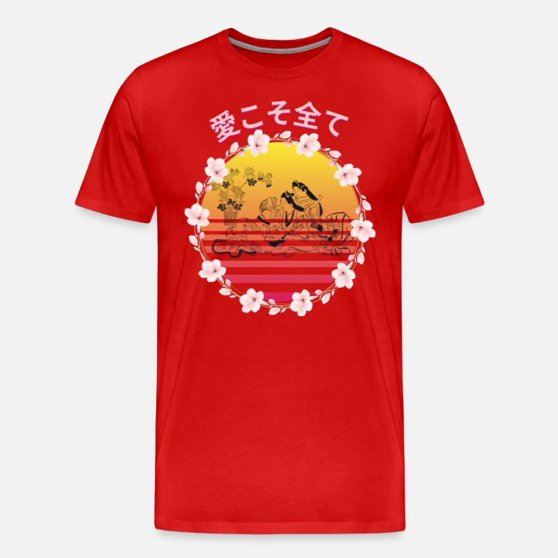 桜の日本語 Love is everything! - Männer Premium Bio T-Shirt - Rot
