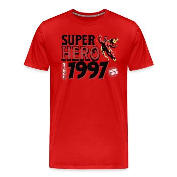 Superhelden seit 1997 - Jubiläum 25 Jahre - Männer Premium Bio T-Shirt - Rot - Vorne - Damien (186cm)