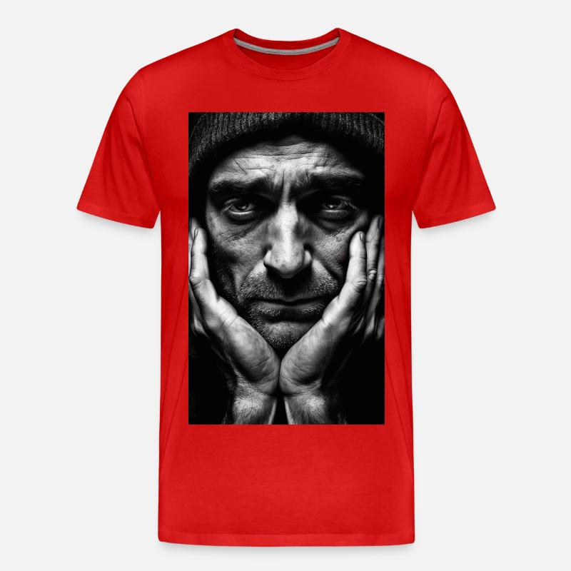 Thinking Guy - Männer Premium Bio T-Shirt - Rot