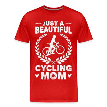 Fahrradfahrer Mutter - Männer Premium Bio T-Shirt - Rot - Vorne - Damien (186cm)