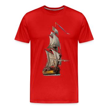 Segelschiff - Männer Premium Bio T-Shirt - Rot - Vorne - Damien (186cm)