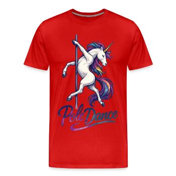 Pole Dance Licorne Pole Dancer Pole Gift - T-shirt bio Premium Homme - rouge - Devant - Damien (186cm)