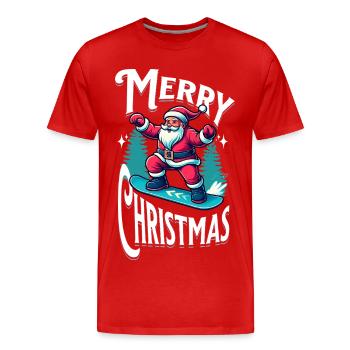 Snowboard Santa Claus - Männer Premium Bio T-Shirt - Rot - Vorne - Damien (186cm)