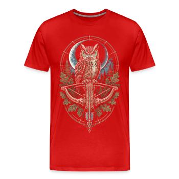 Arbalète Arbalétrier Hibou devant Moon - T-shirt bio Premium Homme - rouge - Devant - Damien (186cm)