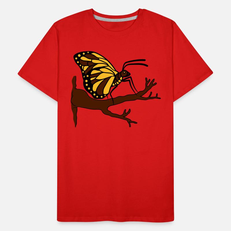 butterfly on branch tree forest insect wing Men's Premium Organic T-Shirt