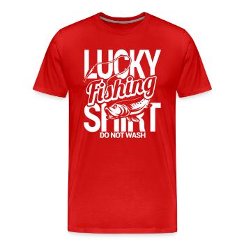Lucky Fishing - Men's Premium Organic T-Shirt - red - Front - Damien (186cm)